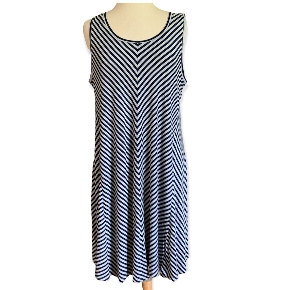 Style & Co Sleeveless Dress striped blue white XL - Picture 1 of 13